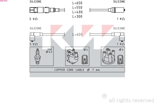 KW 360 933 - Augstsprieguma vadu komplekts adetalas.lv