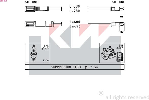 KW 360 451 - Augstsprieguma vadu komplekts adetalas.lv