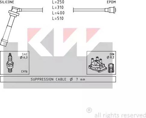 KW 360 434 - Augstsprieguma vadu komplekts adetalas.lv