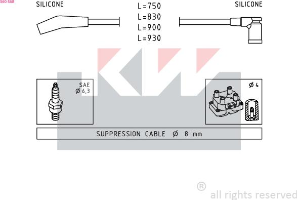 KW 360 568 - Augstsprieguma vadu komplekts adetalas.lv