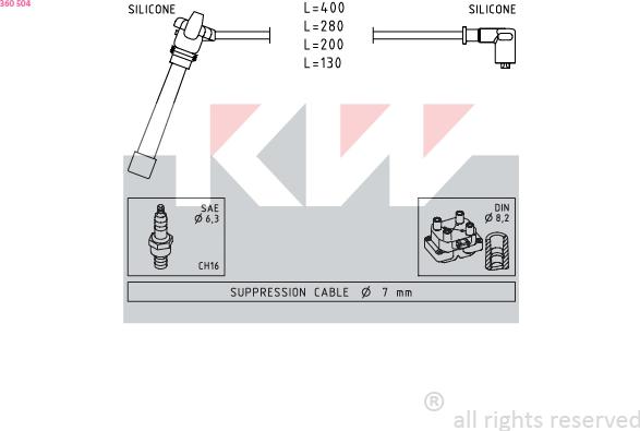 KW 360 504 - Augstsprieguma vadu komplekts adetalas.lv