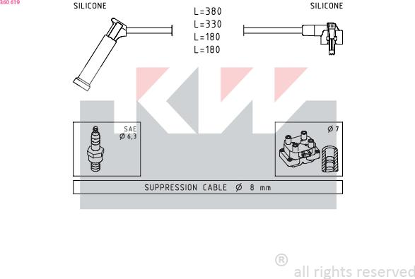 KW 360 619 - Augstsprieguma vadu komplekts adetalas.lv