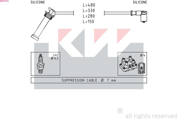 KW 360 614 - Augstsprieguma vadu komplekts adetalas.lv