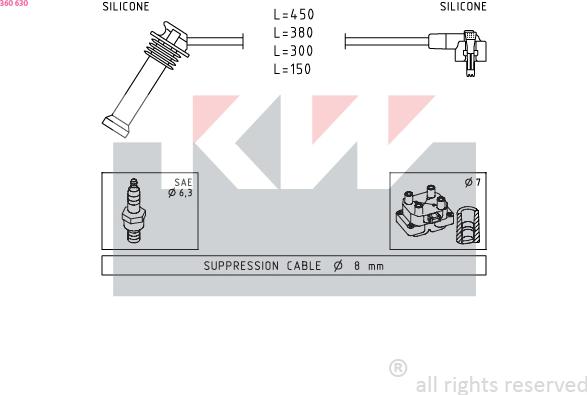 KW 360 630 - Augstsprieguma vadu komplekts adetalas.lv