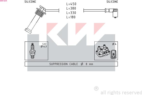 KW 360 624 - Augstsprieguma vadu komplekts adetalas.lv