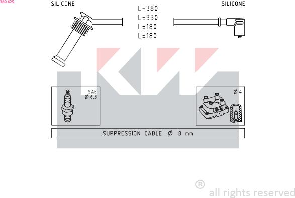 KW 360 625 - Augstsprieguma vadu komplekts adetalas.lv