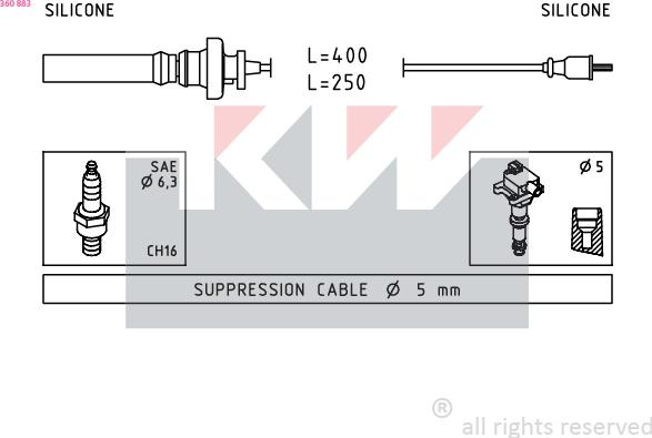 KW 360 883 - Augstsprieguma vadu komplekts adetalas.lv