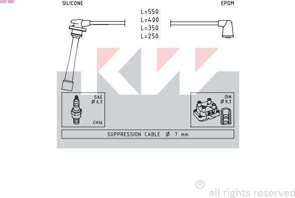 KW 360 385 - Augstsprieguma vadu komplekts adetalas.lv