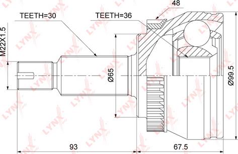 LYNXauto CO-3885A - Šarnīru komplekts, Piedziņas vārpsta adetalas.lv