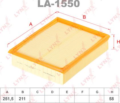 LYNXauto LA-1550 - Gaisa filtrs adetalas.lv