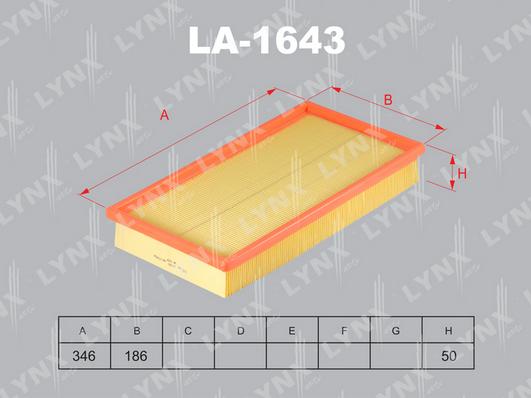 LYNXauto LA-1643 - Gaisa filtrs adetalas.lv