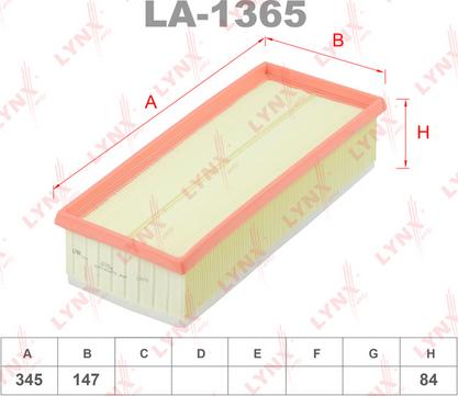 LYNXauto LA-1365 - Gaisa filtrs adetalas.lv