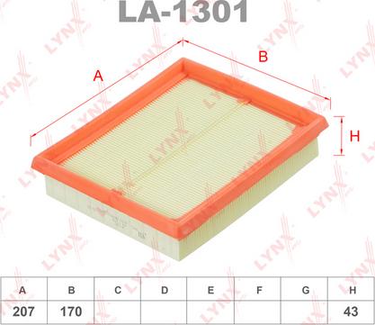 LYNXauto LA-1301 - Gaisa filtrs adetalas.lv