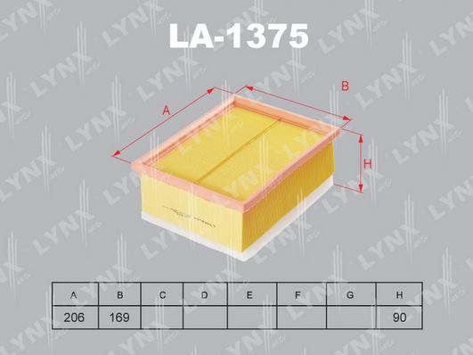 LYNXauto LA-1375 - Gaisa filtrs adetalas.lv