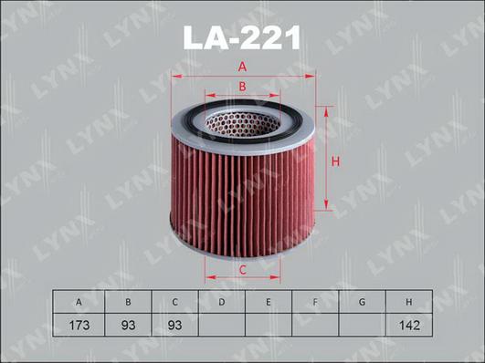 LYNXauto LA-221 - Gaisa filtrs adetalas.lv