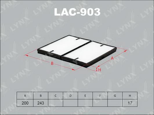 LYNXauto LAC-903 - Filtrs, Salona telpas gaiss adetalas.lv