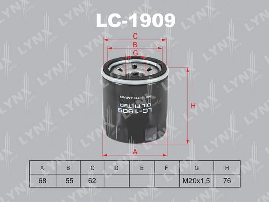 LYNXauto LC-1909 - Eļļas filtrs adetalas.lv