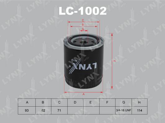 LYNXauto LC-1002 - Eļļas filtrs adetalas.lv