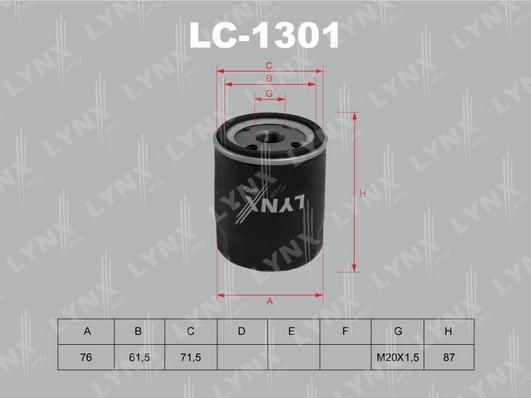 LYNXauto LC-1301 - Eļļas filtrs adetalas.lv