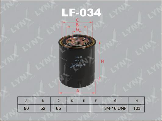 LYNXauto LF-034 - Degvielas filtrs adetalas.lv