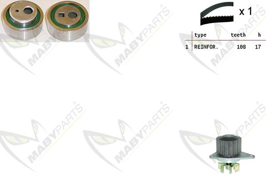 Mabyparts OBKWP0095 - Ūdenssūknis + Zobsiksnas komplekts adetalas.lv