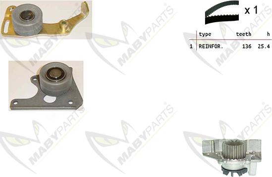 Mabyparts OBKWP0096 - Ūdenssūknis + Zobsiksnas komplekts adetalas.lv