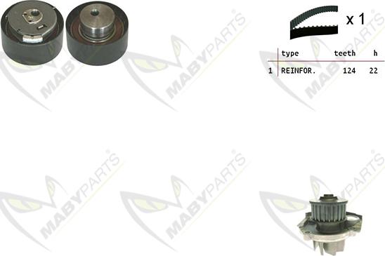 Mabyparts OBKWP0055 - Ūdenssūknis + Zobsiksnas komplekts adetalas.lv