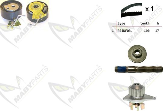 Mabyparts OBKWP0057 - Ūdenssūknis + Zobsiksnas komplekts adetalas.lv