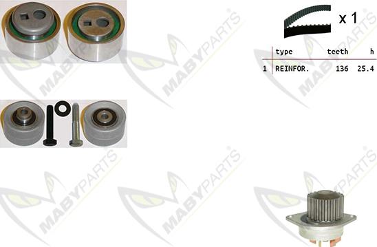 Mabyparts OBKWP0087 - Ūdenssūknis + Zobsiksnas komplekts adetalas.lv