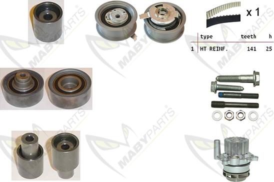 Mabyparts OBKWP0074 - Ūdenssūknis + Zobsiksnas komplekts adetalas.lv