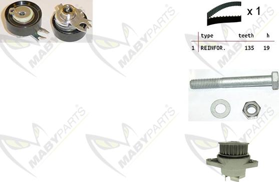 Mabyparts OBKWP0143 - Ūdenssūknis + Zobsiksnas komplekts adetalas.lv