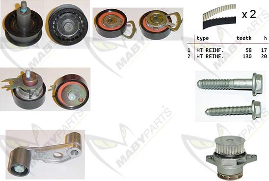 Mabyparts OBKWP0101 - Ūdenssūknis + Zobsiksnas komplekts adetalas.lv