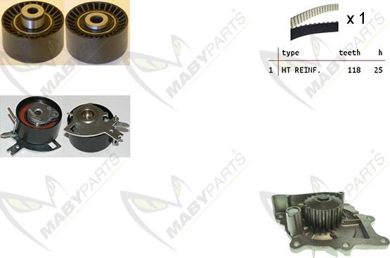 Mabyparts OBKWP0116 - Ūdenssūknis + Zobsiksnas komplekts adetalas.lv