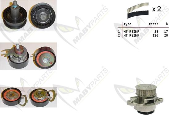 Mabyparts OBKWP0138 - Ūdenssūknis + Zobsiksnas komplekts adetalas.lv