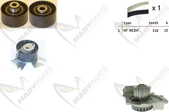 Mabyparts OBKWP0132 - Ūdenssūknis + Zobsiksnas komplekts adetalas.lv