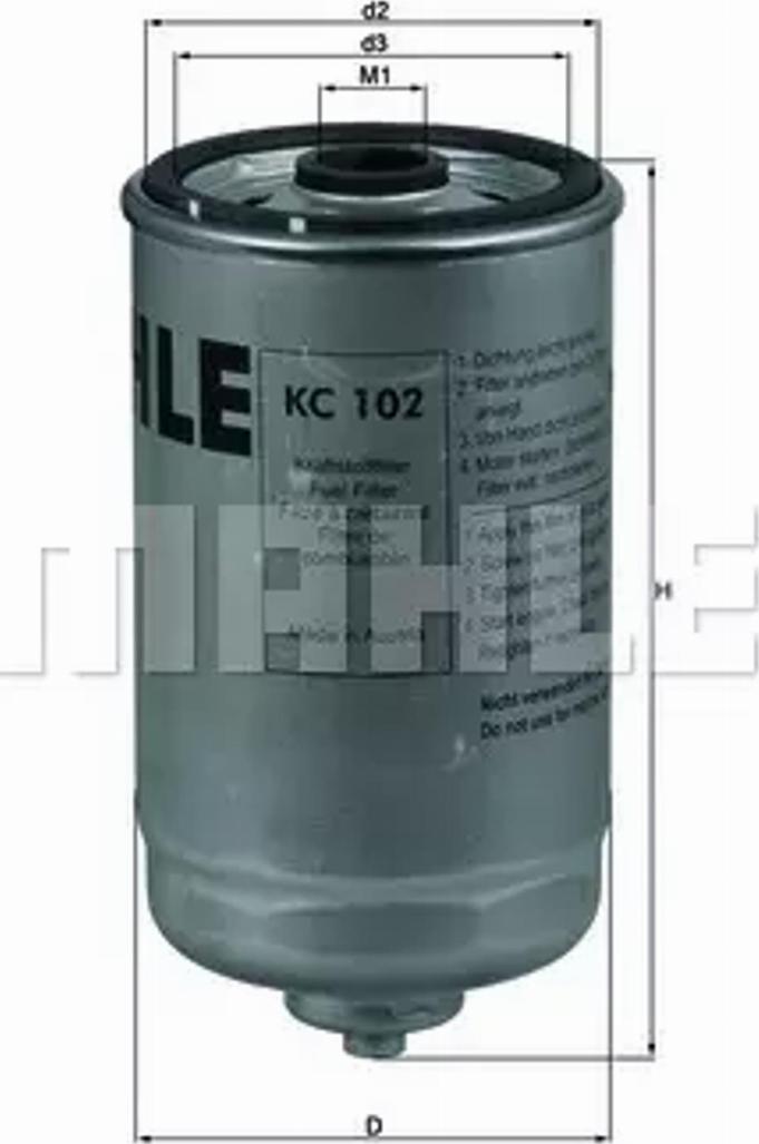 MAHLE KC 102 - Degvielas filtrs adetalas.lv