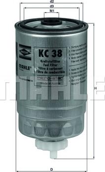 MAHLE KC 38 - Degvielas filtrs adetalas.lv