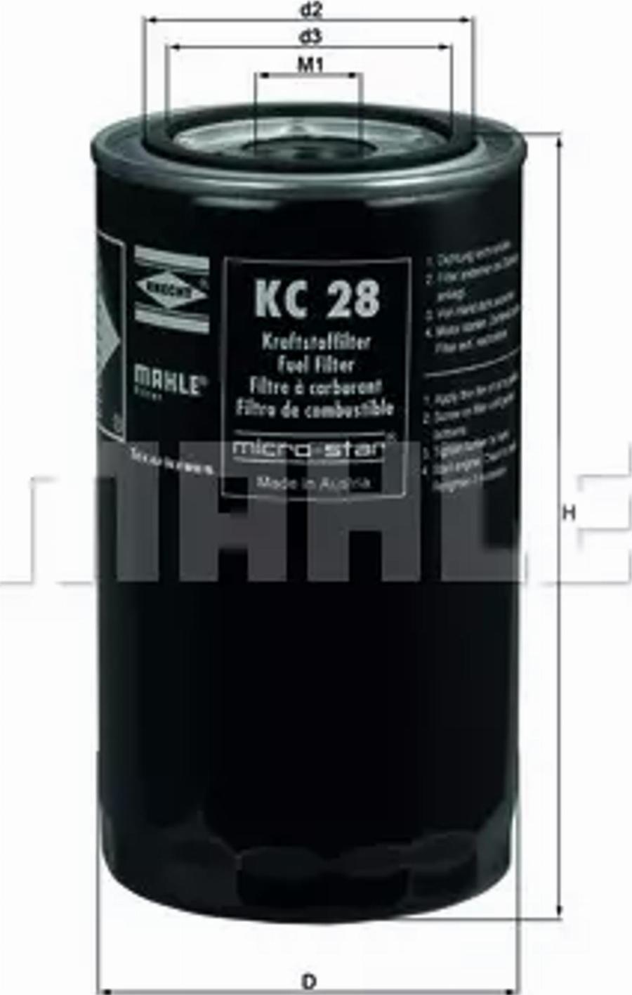 MAHLE KC 28 - Degvielas filtrs adetalas.lv