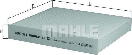 MAHLE LA 922 - Filtrs, Salona telpas gaiss adetalas.lv