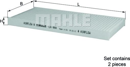 MAHLE LA 444/S - Filtrs, Salona telpas gaiss adetalas.lv