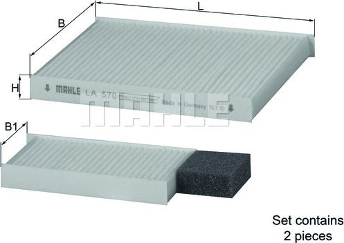 MAHLE LA 570/S - Filtrs, Salona telpas gaiss adetalas.lv