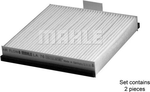 MAHLE LA 76/S - Filtrs, Salona telpas gaiss adetalas.lv