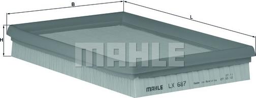 MAHLE LX 687 - Gaisa filtrs adetalas.lv