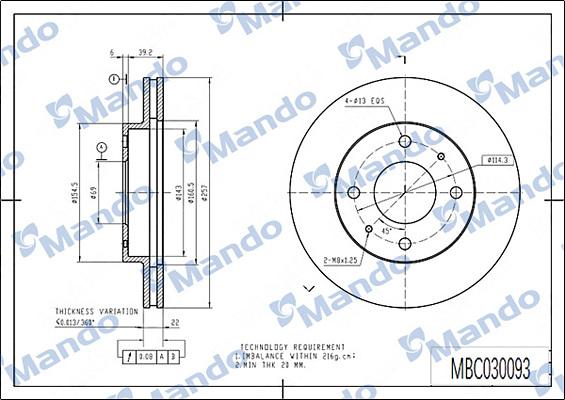 Mando MBC030093 - Bremžu diski adetalas.lv