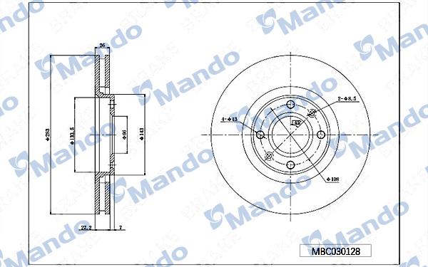 Mando MBC030128 - Bremžu diski adetalas.lv