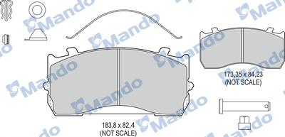 Mando MBF016073 - Bremžu uzliku kompl., Disku bremzes adetalas.lv