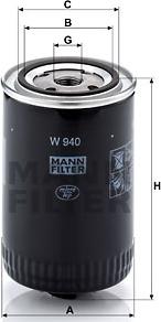 Mann-Filter W 940 (10) - Eļļas filtrs adetalas.lv