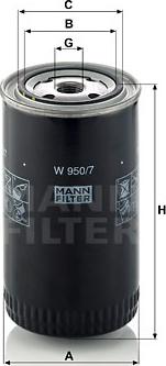 Mann-Filter W 950/7 - Eļļas filtrs adetalas.lv