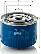 Mann-Filter W 914/2 - Eļļas filtrs adetalas.lv