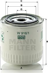 Mann-Filter W 916/1 - Eļļas filtrs adetalas.lv